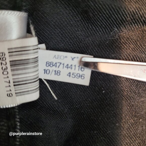 American Eagle Jeans Size 28x32 Skinny Black Wash Flex Stretch Denim Ripped - Picture 7 of 13